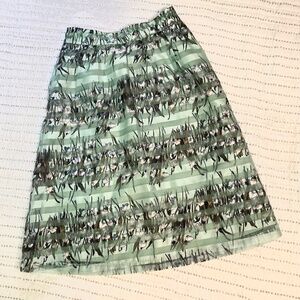 Maeve for Anthropologie Aqua Floral and Stripes Midi Boho Preppy Bloom Sz S